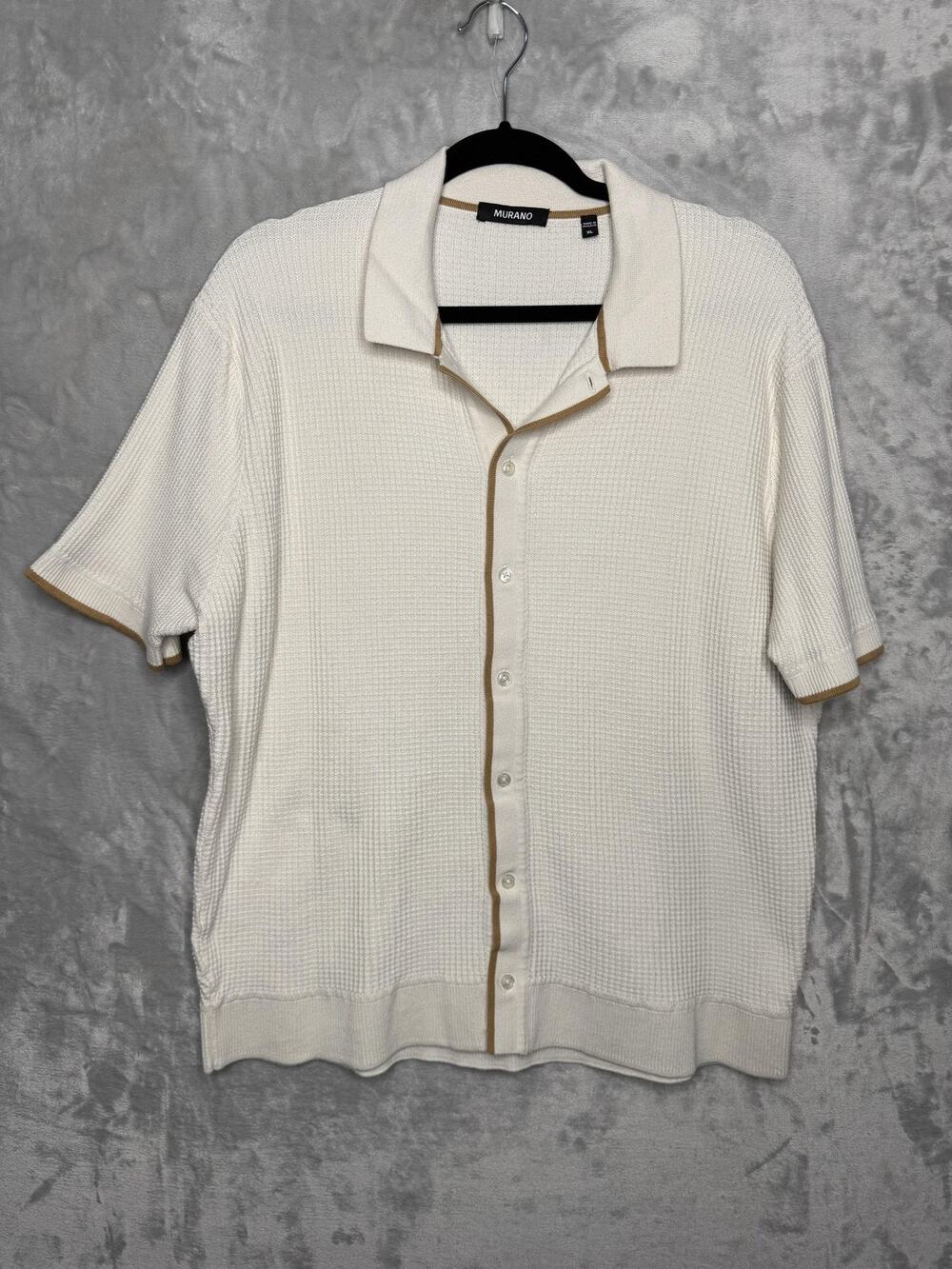 Murano Cardigan Sweater Mens XL White Short Sleeve Button Cotton Cardigan Preppy